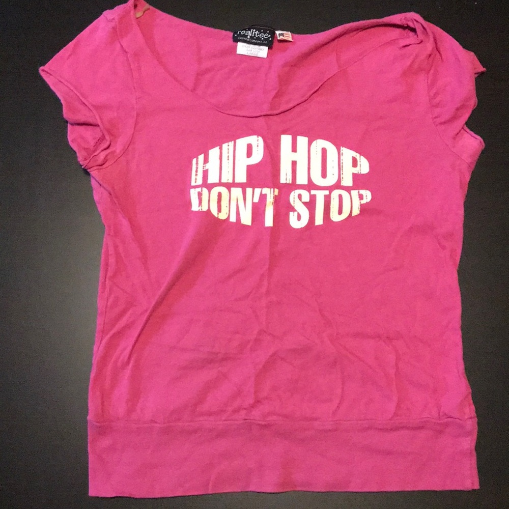 Magenta Pink Cut Off ‘Hip Hop Don’t Stop’ Tee, Lrg